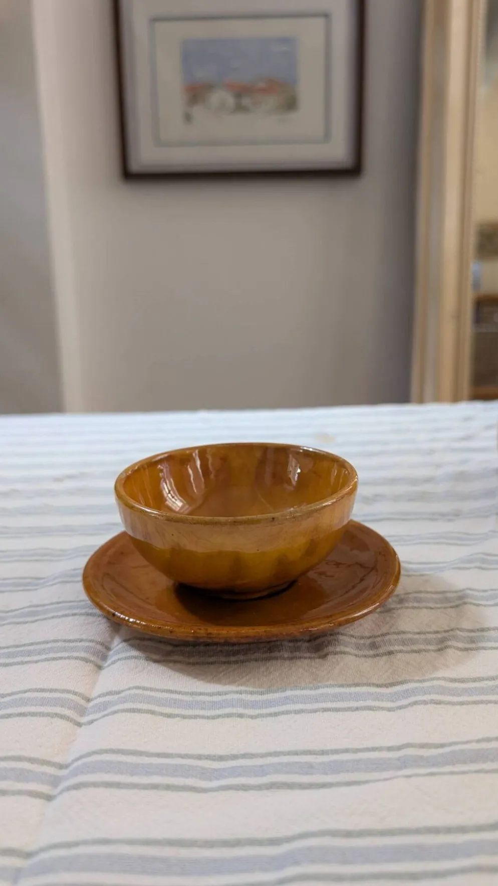 Service à café en en grès émaillé jaune moutarde