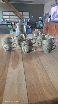 Service à café en grès des ateliers d'art du Revernay - France