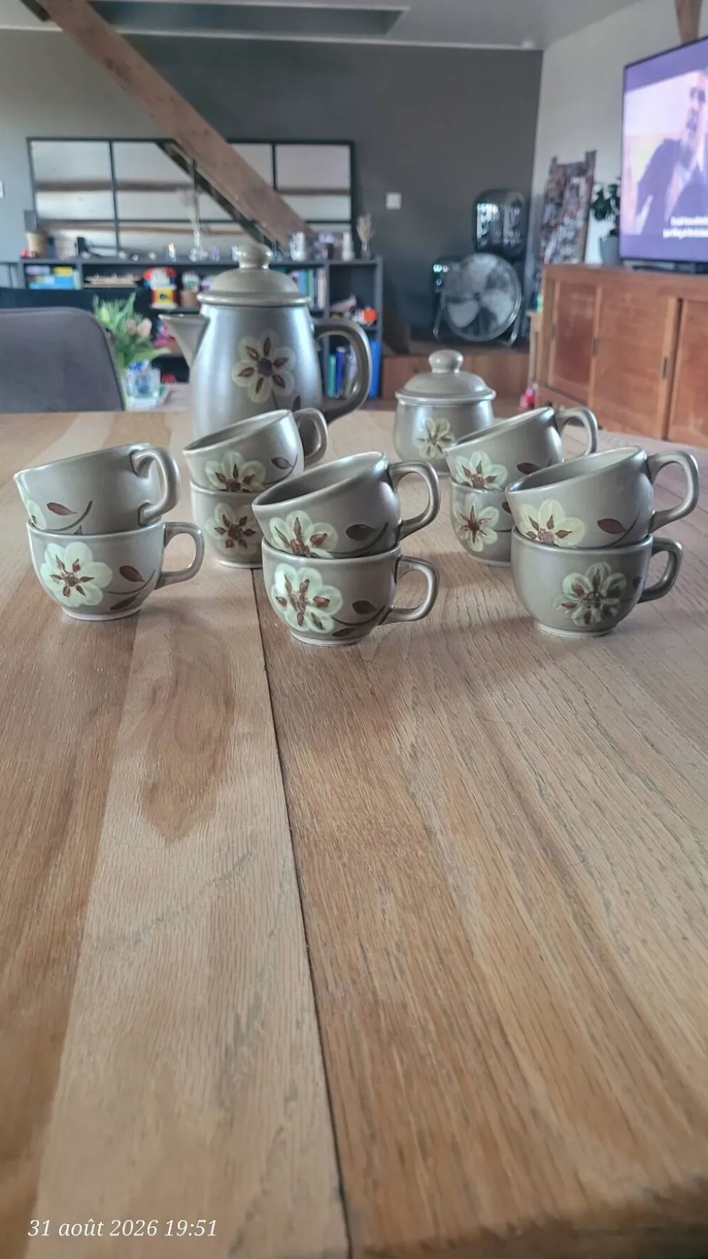 Service à café en grès des ateliers d'art du Revernay - France
