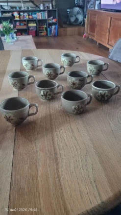 Service à café en grès des ateliers d'art du Revernay - France