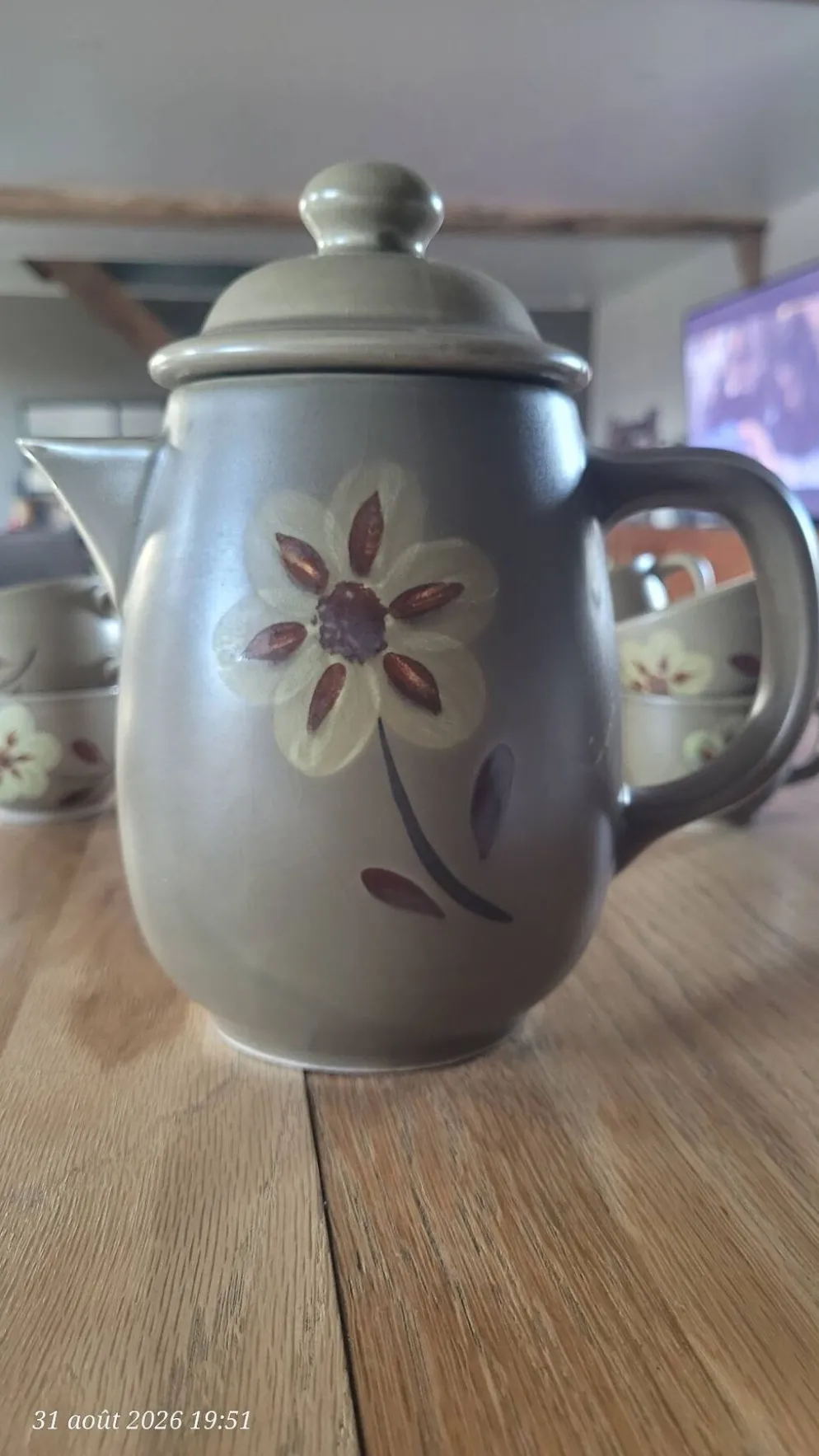 Service à café en grès des ateliers d'art du Revernay - France