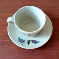 Service à café grès motif floral vintage , faïence de Saint-Amand Sologne
