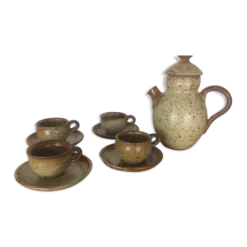 Service à café ou thé en grès, tasses et théière