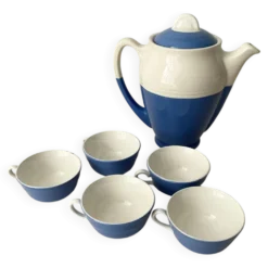 Service à café Saint-Amand bleu et blanc
