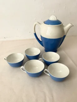 Service à café Saint-Amand bleu et blanc