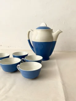 Service à café Saint-Amand bleu et blanc