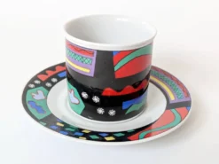 Service à café style Memphis en porcelaine, Burg Lindau, années 80
