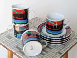 Service à café style Memphis en porcelaine, Burg Lindau, années 80