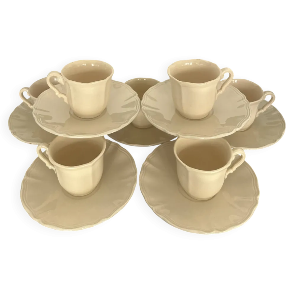 Service café 7 tasses Ivoire godrons Sarreguemines