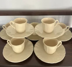 Service café 7 tasses Ivoire godrons Sarreguemines
