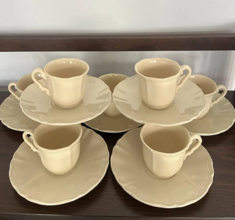 Service café 7 tasses Ivoire godrons Sarreguemines