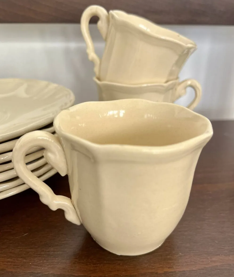Service café 7 tasses Ivoire godrons Sarreguemines