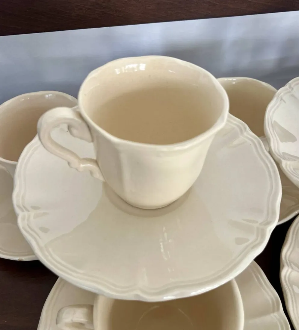 Service café 7 tasses Ivoire godrons Sarreguemines