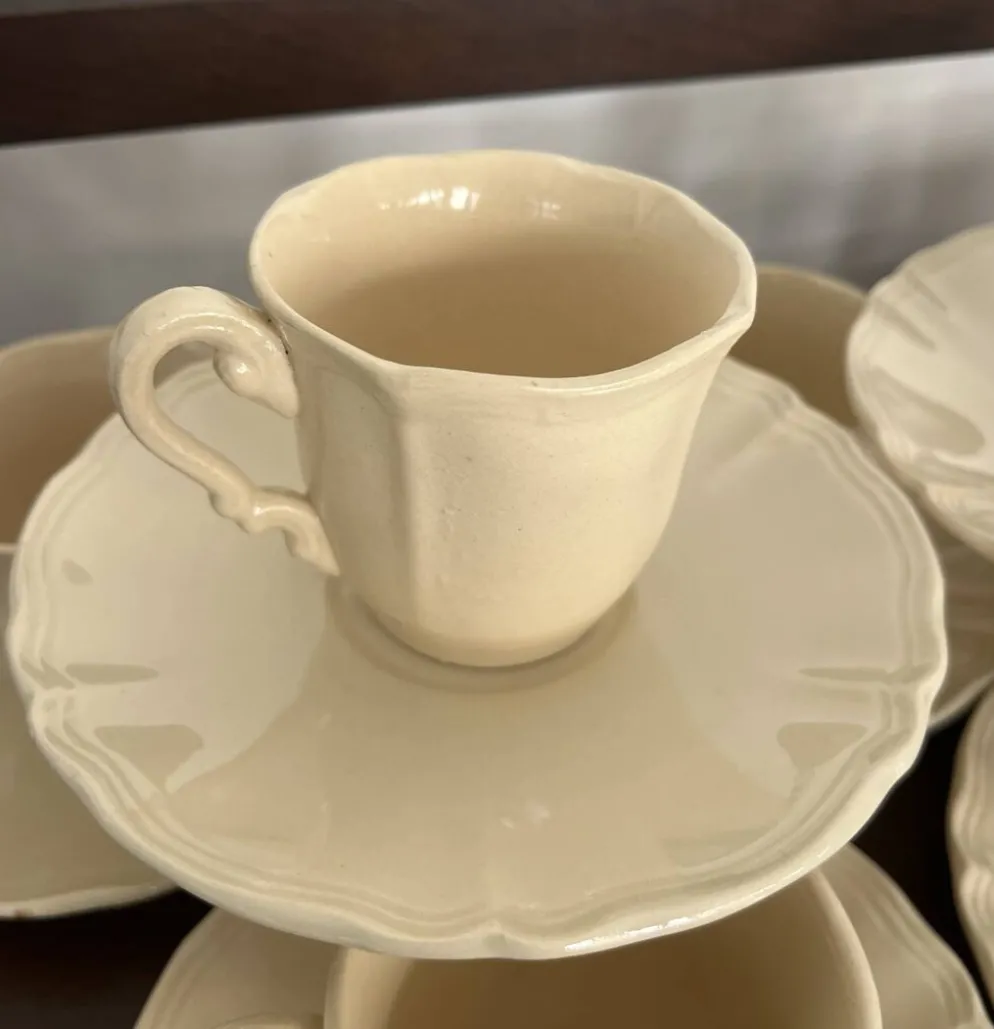Service café 7 tasses Ivoire godrons Sarreguemines