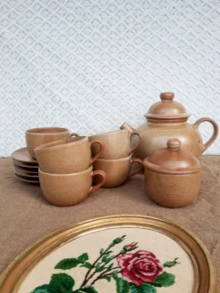 Service à café thé chocolat grès village CNP France vintage