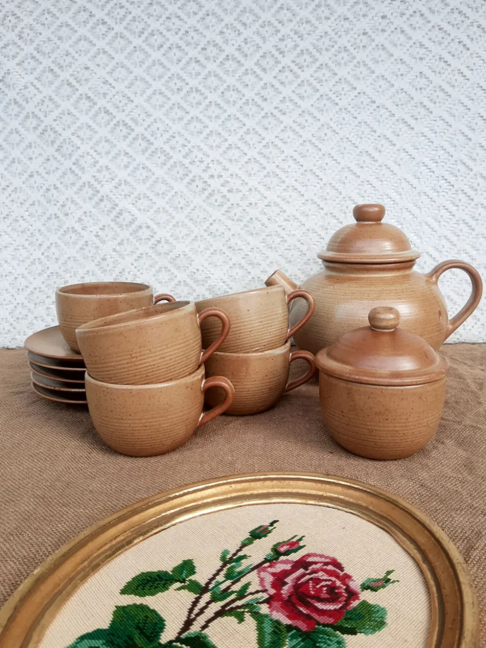Service à café thé chocolat grès village CNP France vintage