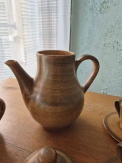 Service à café / thé vintage en grès pyrité artisanale