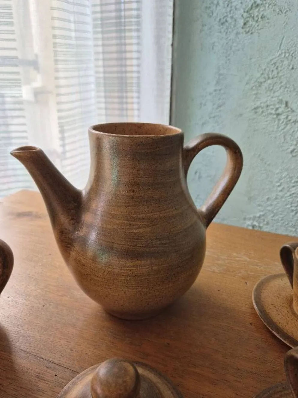 Service à café / thé vintage en grès pyrité artisanale