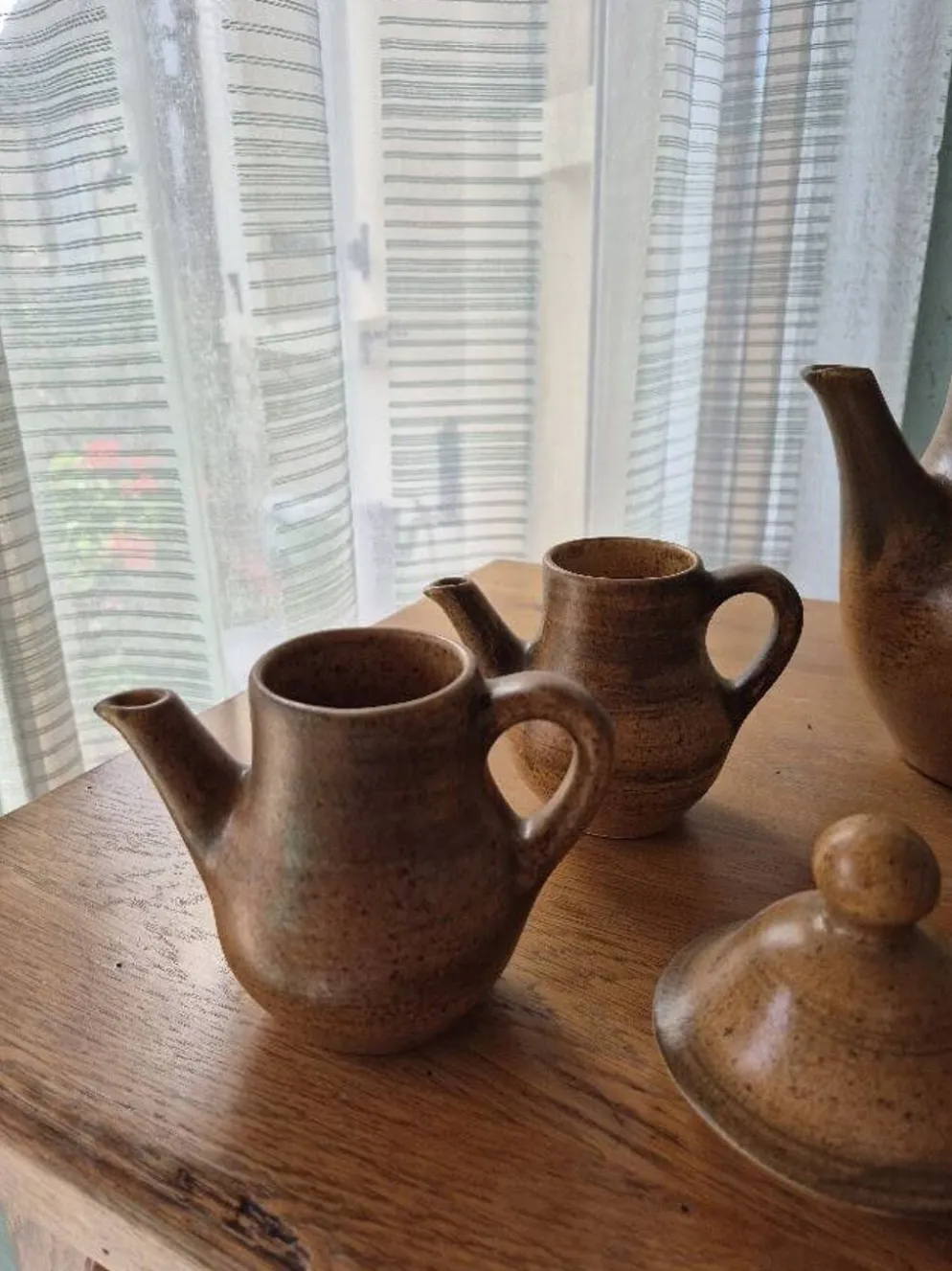 Service à café / thé vintage en grès pyrité artisanale