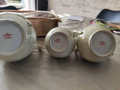 Service café / thé vintage en porcelaine fine du Japon - Décor Oiseaux