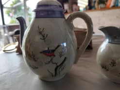 Service café / thé vintage en porcelaine fine du Japon - Décor Oiseaux