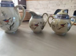Service café / thé vintage en porcelaine fine du Japon - Décor Oiseaux