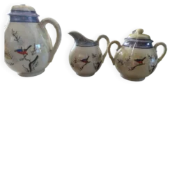 Service café / thé vintage en porcelaine fine du Japon - Décor Oiseaux