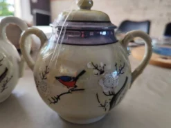 Service café / thé vintage en porcelaine fine du Japon - Décor Oiseaux