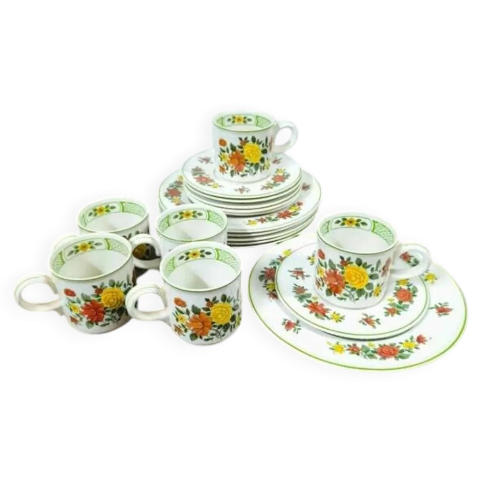 Service à café thé vintage "Summerday" Villeroy & Boch 6 trios - 18 pièces
