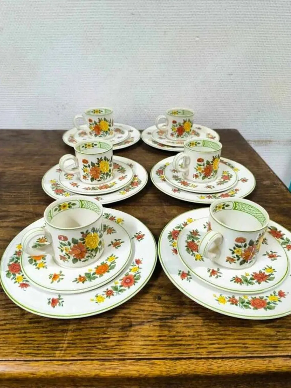 Service à café thé vintage "Summerday" Villeroy & Boch 6 trios - 18 pièces