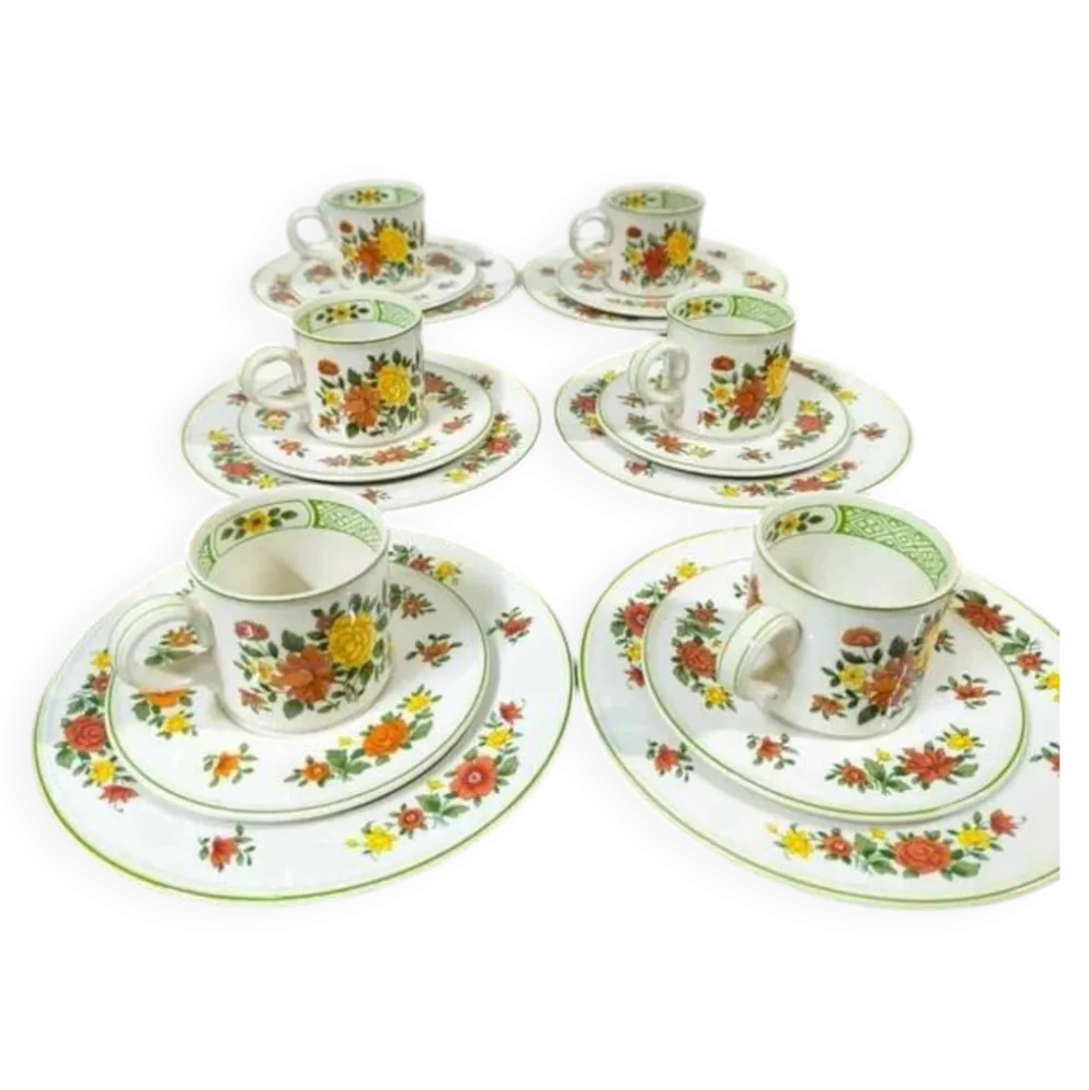 Service à café thé vintage "Summerday" Villeroy & Boch 6 trios - 18 pièces