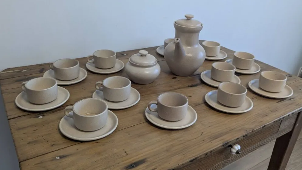 Service à café vintage en grès Les Potiers de l’Abbaye – 12 personnes