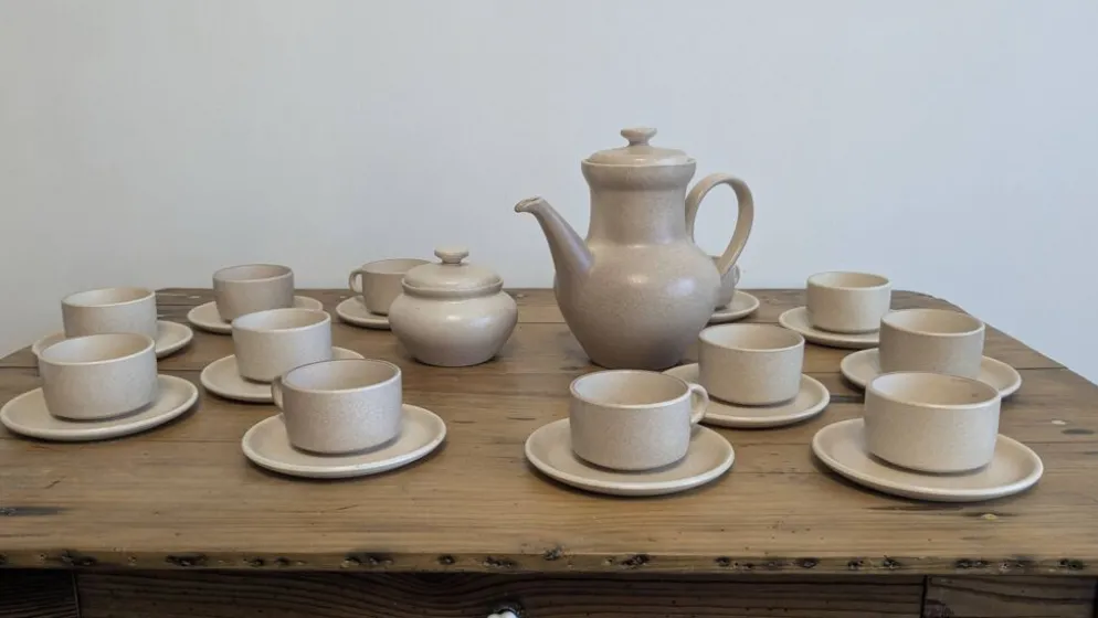 Service à café vintage en grès Les Potiers de l’Abbaye – 12 personnes