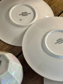 Service à café vintage irisé nacre Digoin Sarreguemines