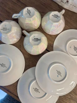 Service à café vintage irisé nacre Digoin Sarreguemines