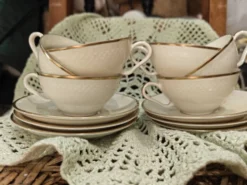 Service à café vintage Thomas Ivory Rosenthal en porcelaine ivoire – 6 pers