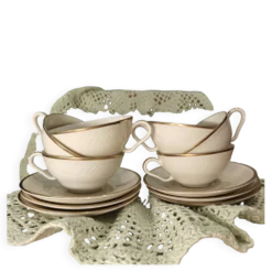 Service à café vintage Thomas Ivory Rosenthal en porcelaine ivoire – 6 pers