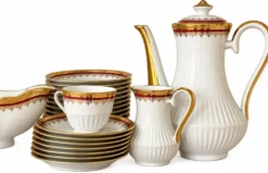 Service complet 78 pièces en porcelaine de Limoges filet or