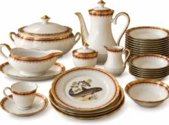 Service complet 78 pièces en porcelaine de Limoges filet or