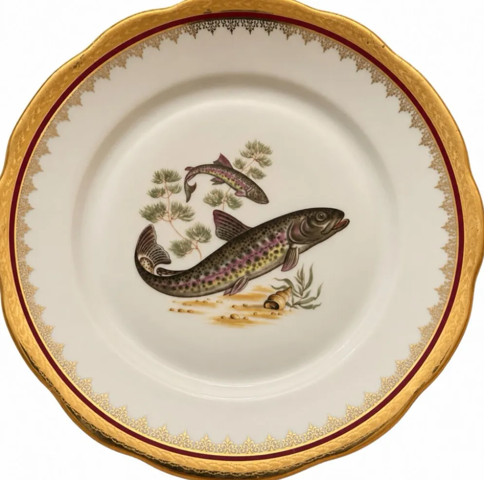 Service complet 78 pièces en porcelaine de Limoges filet or