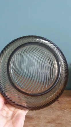 Service compotier saladier et coupelles en verre fumé
