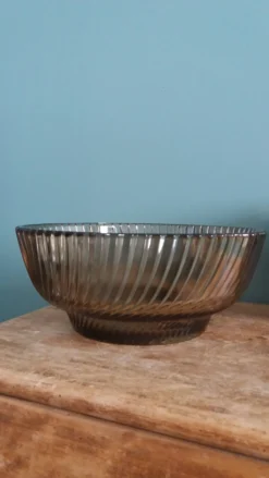 Service compotier saladier et coupelles en verre fumé