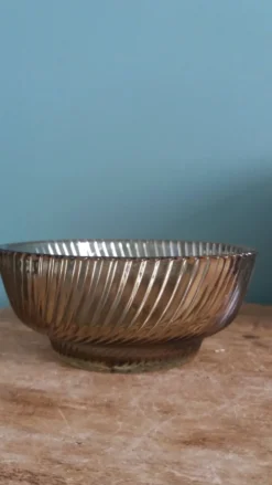 Service compotier saladier et coupelles en verre fumé