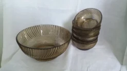 Service compotier saladier et coupelles en verre fumé