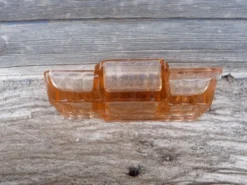 Service à condiment en verre moulé rose transparent
