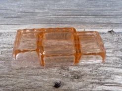 Service à condiment en verre moulé rose transparent