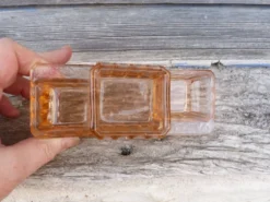 Service à condiment en verre moulé rose transparent
