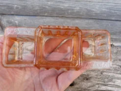 Service à condiment en verre moulé rose transparent