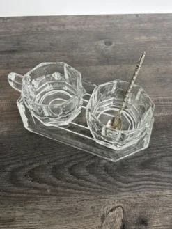 Service à Condiments Art Déco en Cristal Moulé