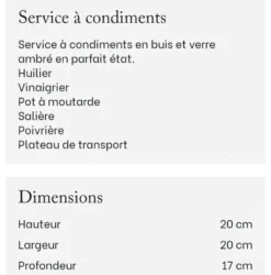 Service à condiments en buis